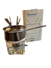 VTG Chantal Stainless Steel 2 Quart “Fire & Ice”Fondue Set Glass Base W. Germany picture