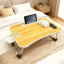 laptop bed table, non-slip folding lap desk, multi-function laptop tray, portabl picture