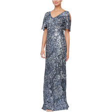 Alex Evenings Women's Long  Sequin Dress, Charcoal, US 12 picture