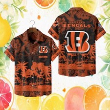 Personalized Cincinnati Bengals Orange amp Black Hawaiian Custom Name NFL picture