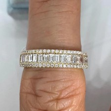 2.40Ct Baguette Cut Moissanite Women's Anniversary Ring 14K Yellow Gold Plated picture