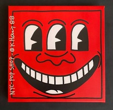 Keith Haring Painting  on Vintage Unique Canvas SIGNED NYC POP SHOP picture