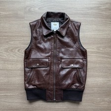 Noah x Golden Bear Mens Leather A-2 Bomber Vest Brown Size S picture