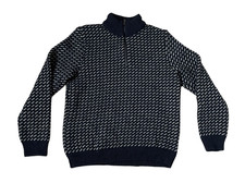 VTG LL Bean Birdseye Sweater Mens Med 100% Wool Quarter Zip Made in Norway picture