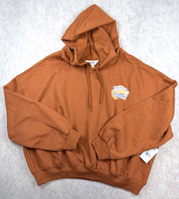 Billabong Women Lazy Daze Cropped Cotton Hoodie Burnt Orange Rust XL NWT picture