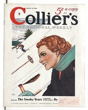 Original 1935 Collier's Magazine Mario Cooper – Woman Skier – Complete Issue picture