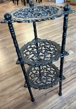 Vintage/Antique Ornate Black Cast Iron Victorian Flower Plant Basket Stand picture