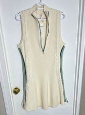 Daily Practice Womens XL Cream Cable Knit Sweater Dress Green Stripe NWT picture