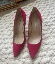 Manolo Blahnik fuchsia/pink suede stiletto heels size 37 picture