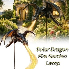 Solar Dragon Fire Garden Light Resin Dragon Outdoor Yard Lawn Halloween Decor picture