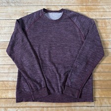 Lululemon Engineered Warmth Crewneck Merino Wool Sweater Mens L Burgundy Workout picture