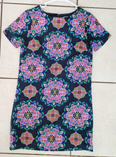 J.CREW Women’s black  Floral Shift Dress 0 Short Sleeve Lined Knee Length picture