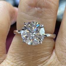 4 Ct Round Cut VVS1 Diamond Solitaire Ring Solid 925 Silver HPHT US 7 picture