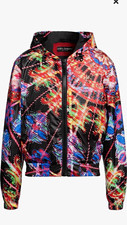 Dolce & Gabbana Men's Multicolor Abstract Logo Hooded Zip Windbreaker 36 picture