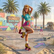 1980s Roller Skating Girl Figure for Display or Diorama 1/24 1/25 picture