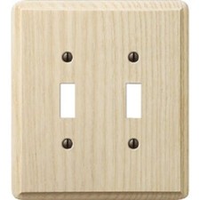 (6)-Amerelle 2-Gang Solid Ash Toggle Switch Wall Plate, Unfinished Ash 401TT picture
