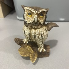 Vintage 1970s OWL Figurine Homco 1114 Owl Painted Ceramic Statue Grandma Core picture