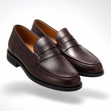 J.M. Weston Men's Brown Leather Penny Loafer Slip-On Dress Shoe 9 only worn 2T picture