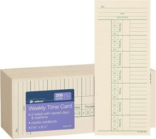 Adams Time Cards, Weekly, 2-Sided, Overtime Format, 3-3/8
