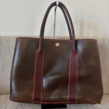 HERMES Garden Party Amazonia Leather Tote Handbag Brown Authentic Used picture