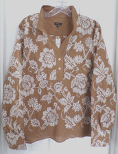 NWT NEW FALL TALBOTS SIZE XL JARDIN EMBROIDERED TOP TOBACCO / WHITE $129.00 picture