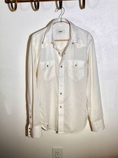 Buck Mason Western Shirt Off White Pearl Snap Long Sleeve picture