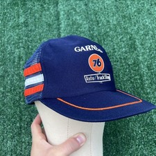 VTG Garner's Union 76 Gasoline Truck Stop Ohio 3 Stripe Trucker Hat Snapback 80s picture