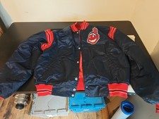 Vintage Cleveland Indians Diamond Starter Satin Jacket Men's XXL Chief Wahoo picture