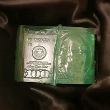 Green Money Pattern Rectangular Body Bar Soap for Body and Hands picture