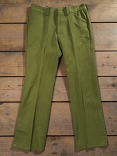Vtg 70s Montgomery Ward Men's Polyester Knit Trousers Green 33x30 Disco Retro picture