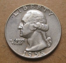1958-D VF Washington Quarter - 90% Silver Coin offered near melt value picture