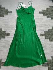 Zara Dress Womens Medium Green Blouson Midi New  picture