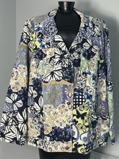 CJ Banks Womens Floral Patchwork Print Cotton Stretch Jacket Size 3X 4-pocket picture