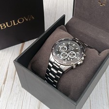 Bulova Men Marine Star 98B401 Black/Grey Chronograph Quartz Watch 41.5mm picture