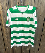 New Balance Celtic FC Soccer Jersey Green White Hoops Striped Size XL picture