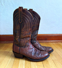 Vintage John Wesley Hardin Ostrich Leather Western Boots - El Paso, TX picture