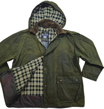 *HOT VTG Men's Mc ORVIS @ PARKA HOODED LINED OLIVE GREEN WAXED Jacket M (*Fit L) picture