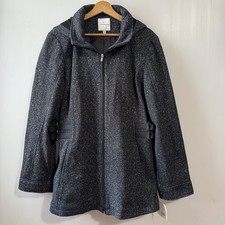 NEW Croft & Barrow Black Tweed Coat Lined Winter Jacket Detachable Hood XL picture