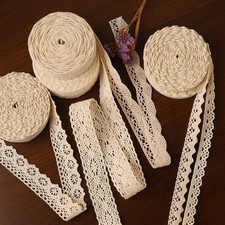 32.8 Yards Vintage Cotton Lace Trim - Exquisite Scallop Design for Crafts picture