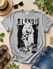 Blondie North American Tour 1982 New Wave Rock T-Shirt Sport Grey S-5XL picture