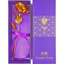 24K Golden Rose, Artificial Rose Flower Gifts for Her with Luxury Gift Box picture