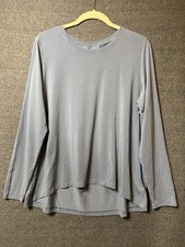 Athleta With Ease Top Women’s M Steel Blue Long Sleeve Pleated Back Modal picture