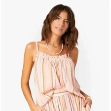 Xirena Top Womens Small NWT Carah Villa Pink Brown Cream Stripe Cotton Tank picture