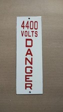 Porcelain Danger 44000 Volts Enamel Sign 12 x 3 Inches picture