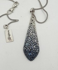 Brighton Silver Tone Blue Pave Crystal Teardrop Pendant Necklace NWT picture
