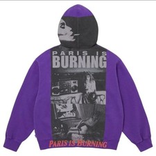 Supreme Paris Is Burning Zip Up Purple Hooded Sweatshirt XL SS26 NYC DS In Hand picture