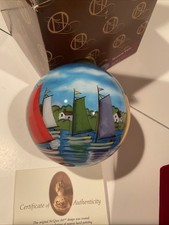 Ne' Qwa Sailboats Christmas Ornament Reverse Hand Painted Paul Brent Harbor View picture
