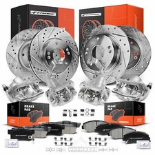 A-Premium 16x Drilled Rotors&Brake Pads + Brake Caliper Front& Rear for Honda picture