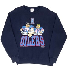 THE FLINTSTONES HOUSTON OILERS NFL vtg black sweatshirt QT5115 picture