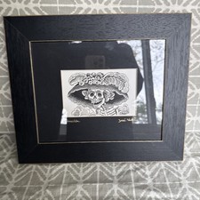 Vintage Mexican Day of the Dead Calavera Art Print Signed José  Verdu … Framed picture